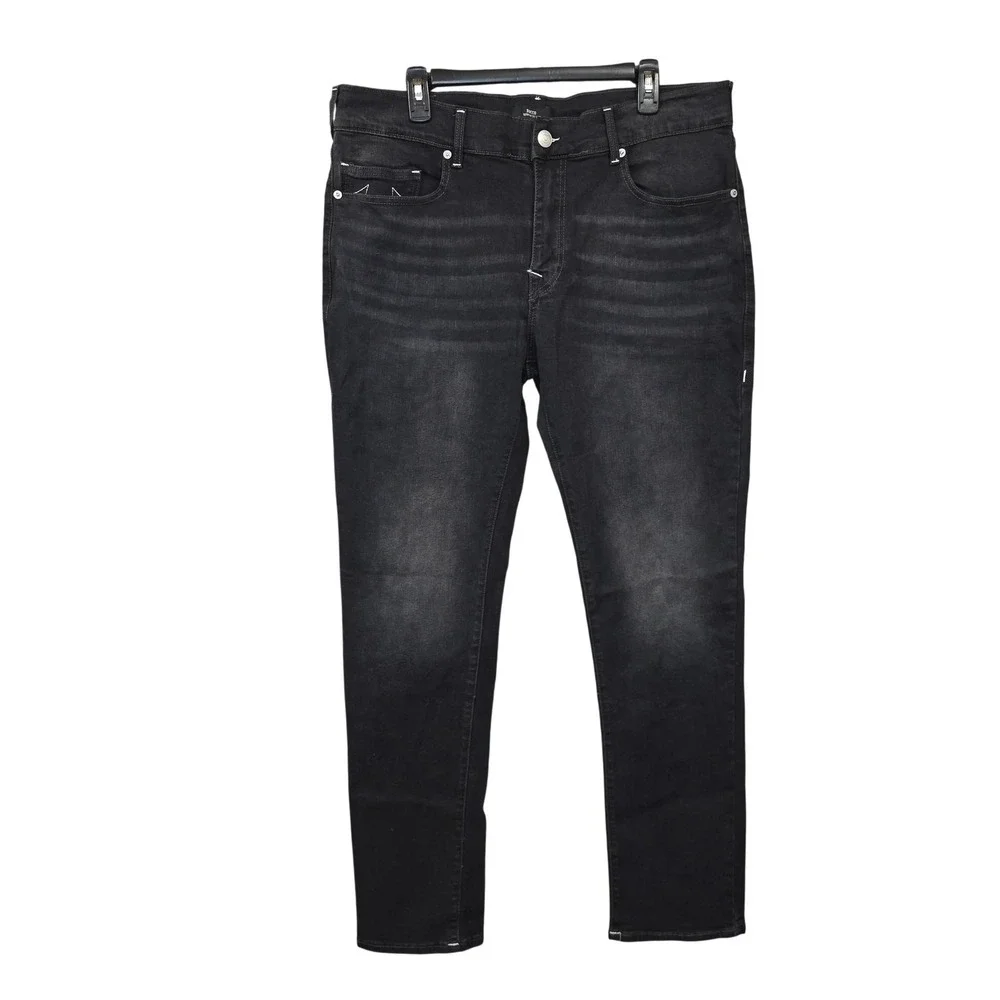 True Religion Jeans Mens 36x34 Black Rocco Relaxed Skinny Charcoal Wash Stretch